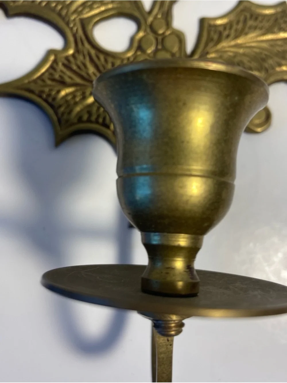 Brass Leaf Wall Candle Sconces - Pair